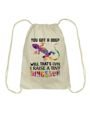 I raise a tiny dinosaur Drawstring Bag tile