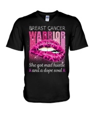 BREAST CANCER WARRIOR SHE GOT MAD HUSTLE V-Neck T-Shirt tile