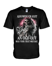 ASSUMING I'M JUST AN OLD GUY WAS YOUR 1ST MISTAKE V-Neck T-Shirt tile