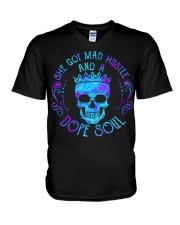 SHE GOT MAD HUSTLE AND A DOPE SOUL V-Neck T-Shirt tile