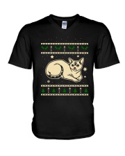 Christmas Devon Rex Cat V-Neck T-Shirt thumbnail