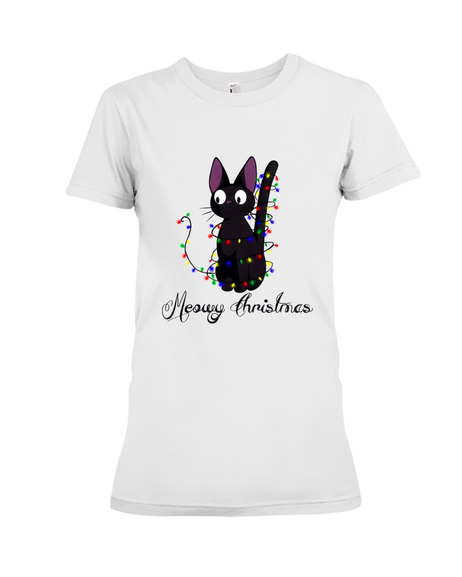 CAT MERRY CHRISTMAS Premium Fit Ladies Tee