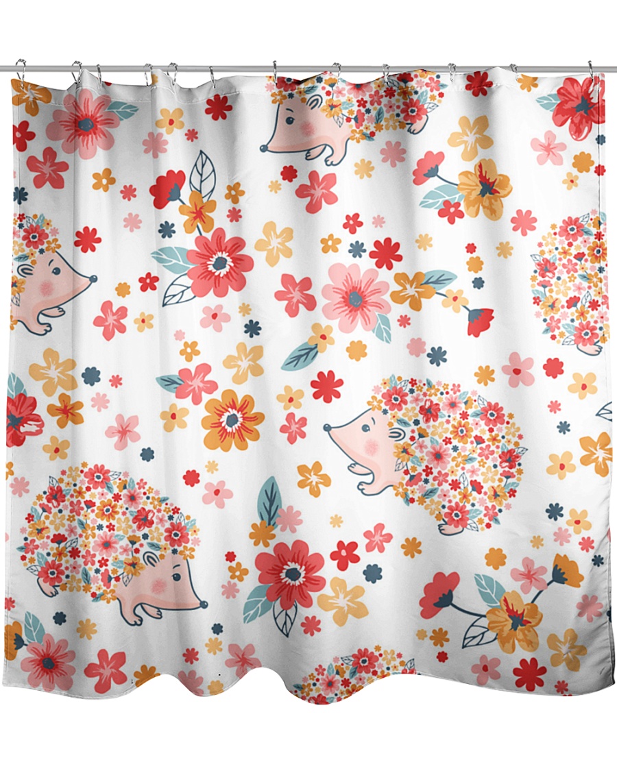 hedgehogs flowers Shower Curtain