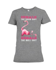 flamingo yoga inhale Premium Fit Ladies Tee tile