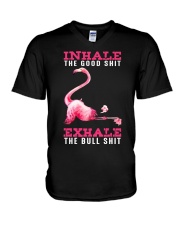 flamingo yoga inhale V-Neck T-Shirt tile
