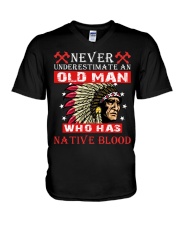 Never Underestimate An Who Has Native Blood V-Neck T-Shirt tile