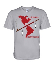 It is all native land V-Neck T-Shirt tile