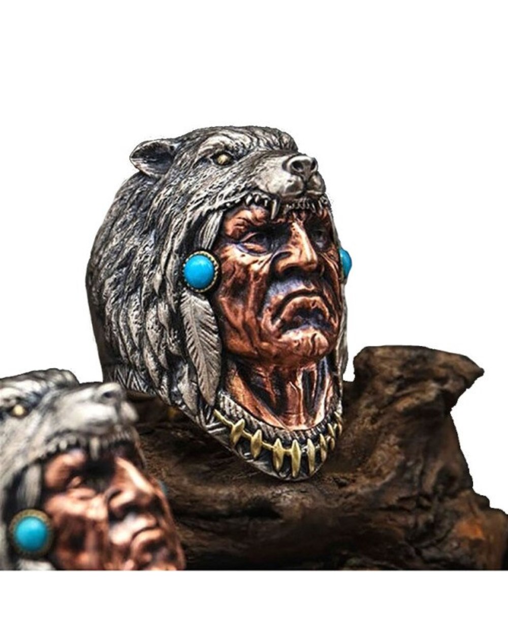 Indian Warrior Ring Vintage Tribal Chief Jewelry Accessories template