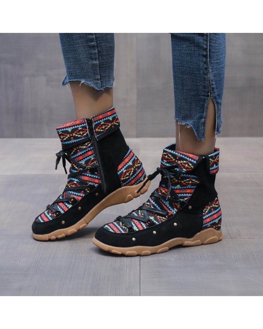 Women's Martin boots Bohemian Retro Style Zip Boots Booties Ladies Winter Leisure Keep warm Ankle template