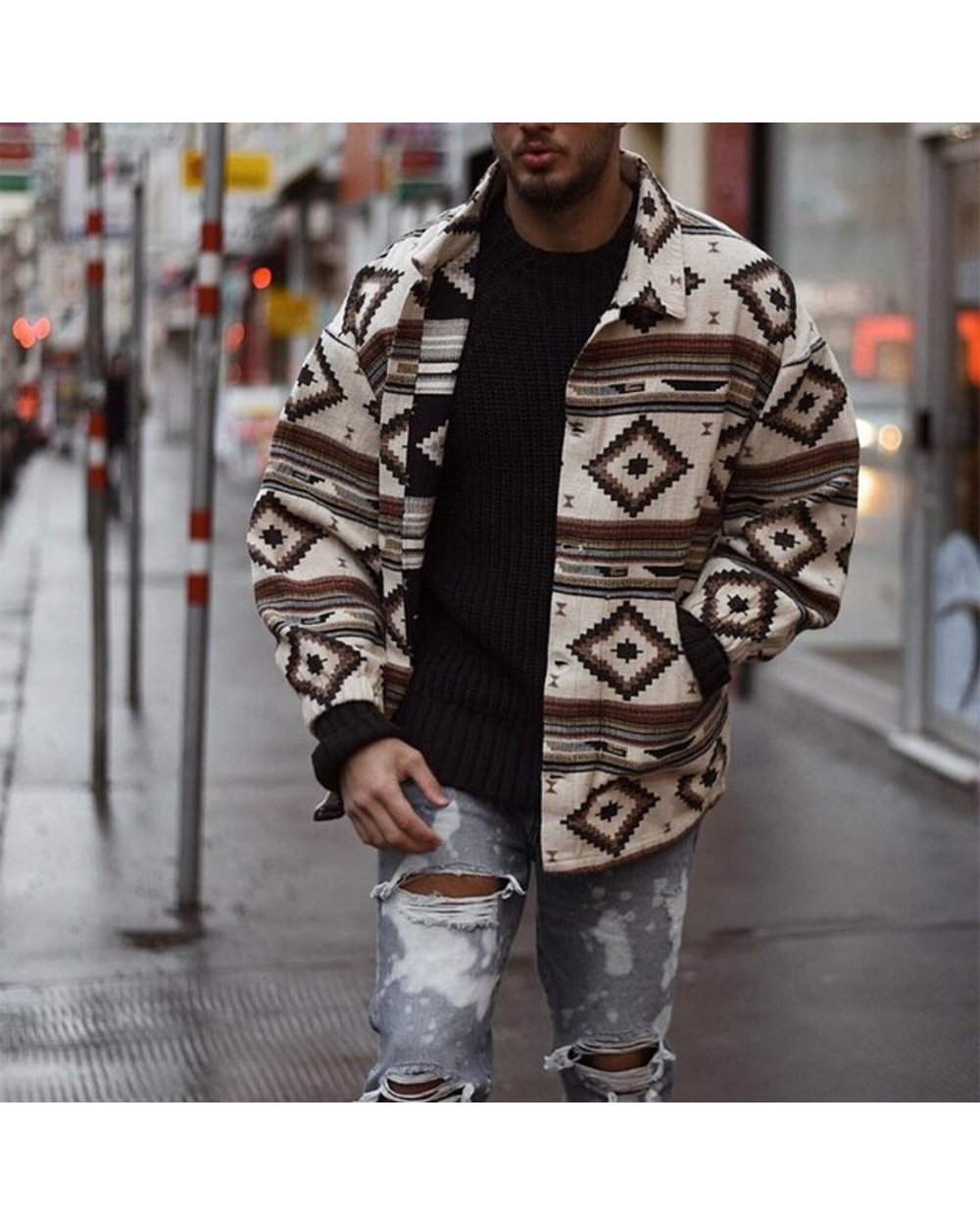 Loose Jacket Big Pocket Printing Streetwear Baseball Jacket Coat Streetwear Bomber Jacket template