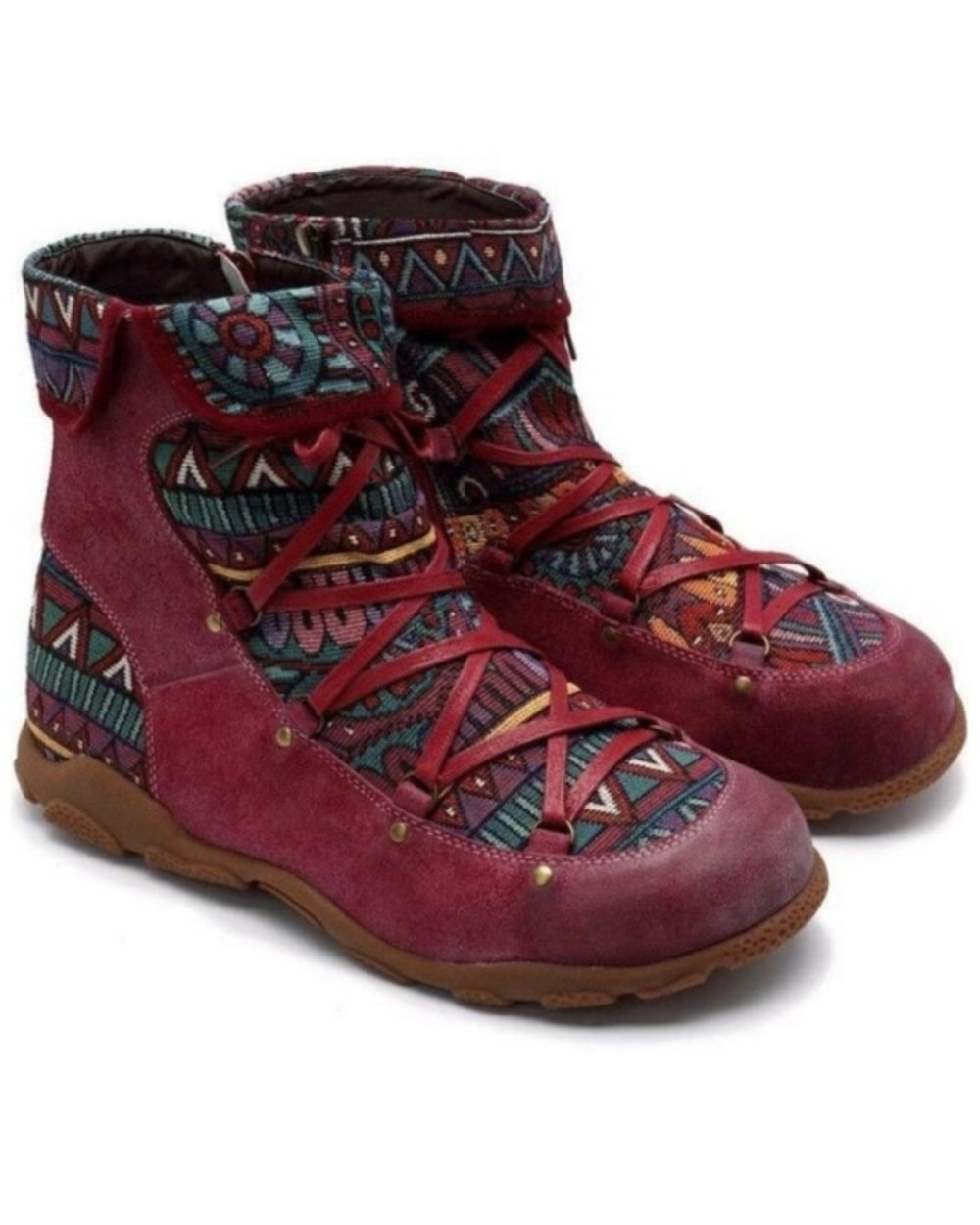 Women's Ladies Retro Native American Style Ankle Zip Short Boots Booties Casual template