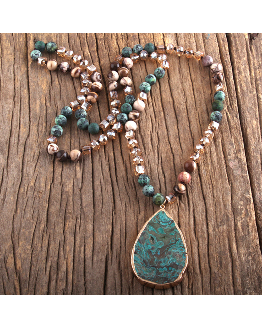 Fashion Boho Jewelry Natural Stones With Semi Precious Pendant Women Bohemia Necklace template