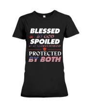 Blessed by God - Spoiled by Veteran husband Premium Fit Ladies Tee thumbnail