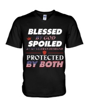 Blessed by God - Spoiled by Veteran husband V-Neck T-Shirt thumbnail