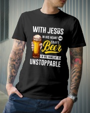 WITH JESUS IN HIS HEART AND CRAFT BEER Classic T-Shirt lifestyle-mens-crewneck-front-6