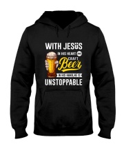 WITH JESUS IN HIS HEART AND CRAFT BEER Hooded Sweatshirt thumbnail