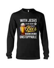 WITH JESUS IN HIS HEART AND CRAFT BEER Long Sleeve Tee thumbnail