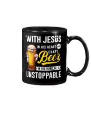WITH JESUS IN HIS HEART AND CRAFT BEER Mug thumbnail