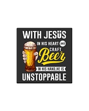 WITH JESUS IN HIS HEART AND CRAFT BEER Square Magnet thumbnail
