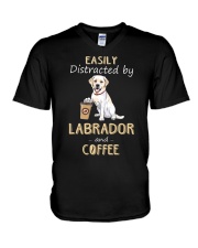 Labrador and Coffee V-Neck T-Shirt tile