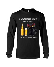 A WOMAN CANNOT SURVIVE ON BEER ALONE SHE ALSO Long Sleeve Tee tile