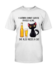 A WOMAN CANNOT SURVIVE ON BEER ALONE SHE ALSO Classic T-Shirt tile