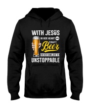 WITH JESUS IN HER HEART AND CRAFT BEER Hooded Sweatshirt tile