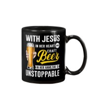 WITH JESUS IN HER HEART AND CRAFT BEER Mug tile
