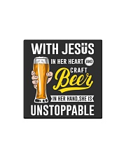 WITH JESUS IN HER HEART AND CRAFT BEER Square Magnet tile