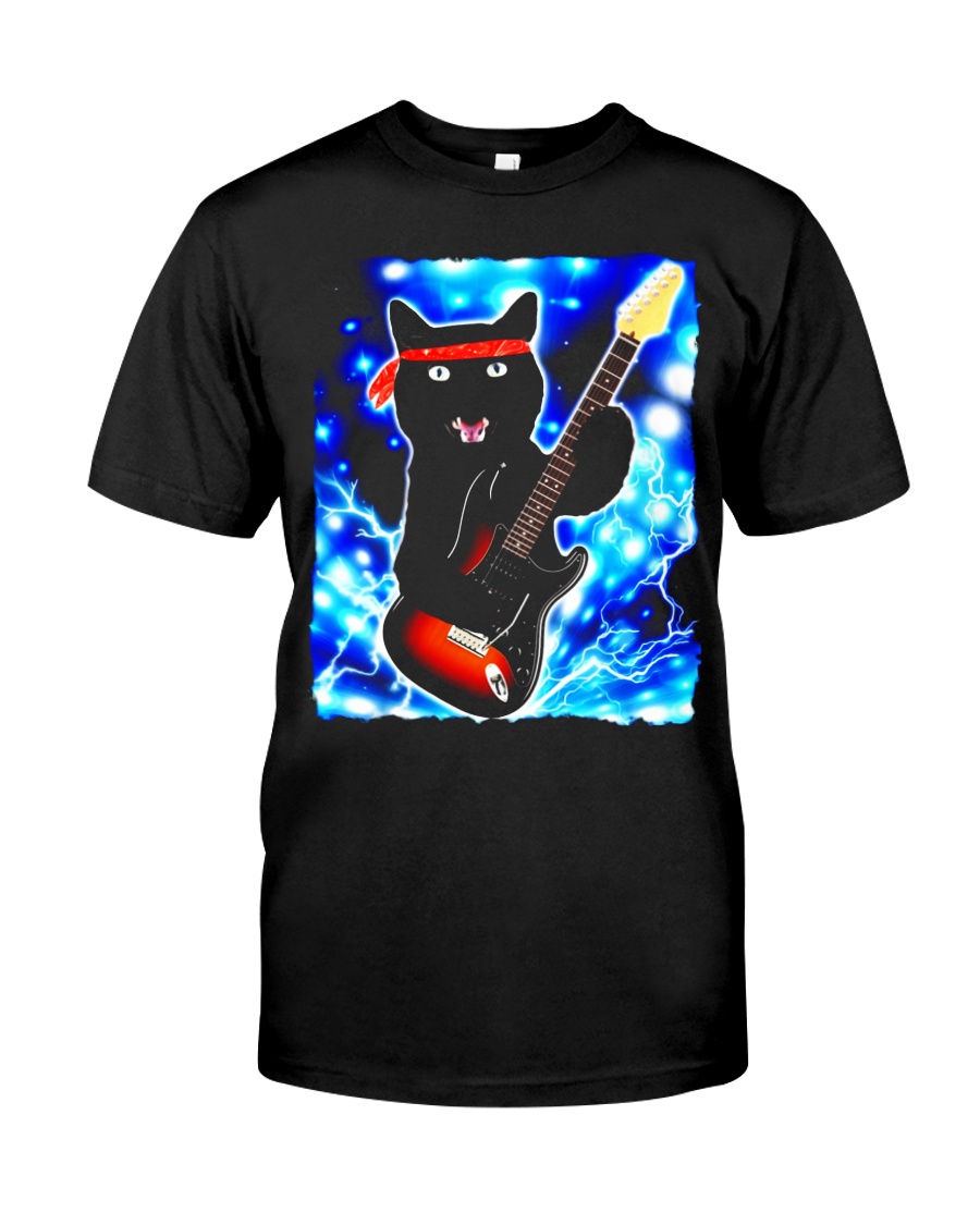 Cat Guitar Shirt Rock Band Tshirts Epic Solo Conce Classic T-Shirt