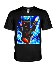 Cat Guitar Shirt Rock Band Tshirts Epic Solo Conce V-Neck T-Shirt thumbnail