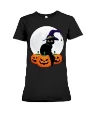 Cute Black Cat Halloween Pumpkin TShirt Premium Fit Ladies Tee thumbnail