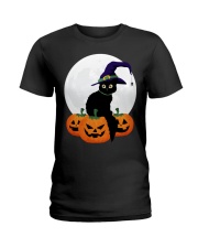 Cute Black Cat Halloween Pumpkin TShirt Ladies T-Shirt thumbnail