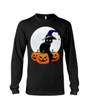 Cute Black Cat Halloween Pumpkin TShirt Long Sleeve Tee thumbnail