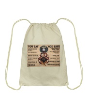Black Man You Say God Says Drawstring Bag tile