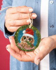 Owl Merry Christmas Circle ornament - single (porcelain) aos-circle-ornament-single-porcelain-lifestyles-01