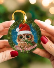 Owl Merry Christmas Circle ornament - single (porcelain) aos-circle-ornament-single-porcelain-lifestyles-08