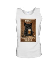 Grumpy Black Cat Beer Because Murder Is Wrong Unisex Tank tile