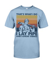 Plumber I Lay Pipe And I Know Things Premium Fit Mens Tee tile