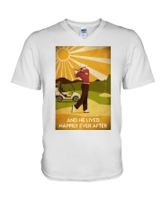 Golf And He Lived Happily Ever After V-Neck T-Shirt tile