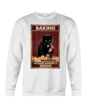 Black Cat Baking Murder Is Wrong Crewneck Sweatshirt tile