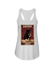 Black Cat Baking Murder Is Wrong Ladies Flowy Tank tile