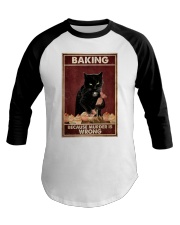 Black Cat Baking Murder Is Wrong Baseball Tee tile