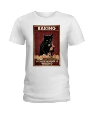 Black Cat Baking Murder Is Wrong Ladies T-Shirt tile