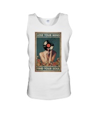 A Girl With Vinyl And Wine Unisex Tank tile