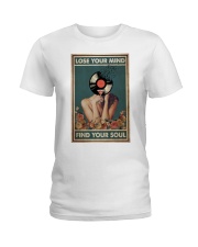 A Girl With Vinyl And Wine Ladies T-Shirt tile