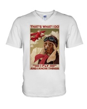 Dog Fly And Know Things V-Neck T-Shirt tile