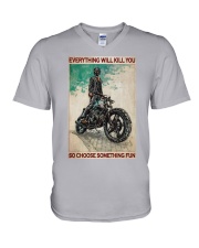 Motorcycle Choose Something Fun V-Neck T-Shirt tile