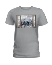 Winter Sports Window View Ladies T-Shirt tile