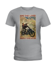 Vintage Motorcycle Couple And They Lived Ladies T-Shirt tile